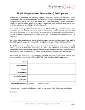 you are participating in a quality improvement committee